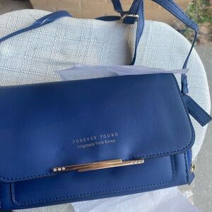 Forever Young Navy Crossbody Bag with Gold Accent